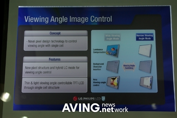 'Viewing-angle Image Control' panel for personal data security